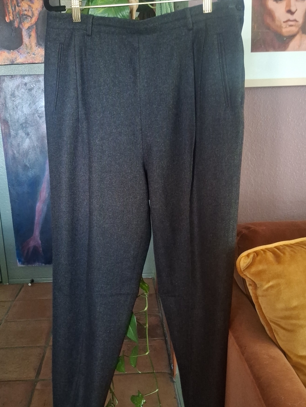 Vintage Guy Laroche Dark Charcoal Wool Dress Pants